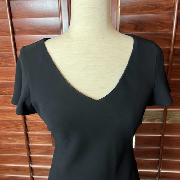 S.L. Fashions black dress with fringe Size 6 Petite EUC - Picture 3 of 7